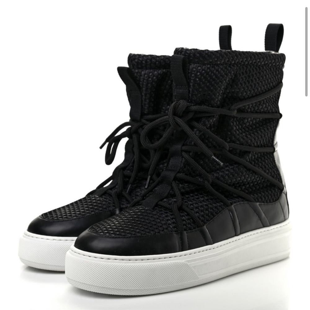 Dior Black Mesh and Leather Winter Boots - Picture 2 of 9